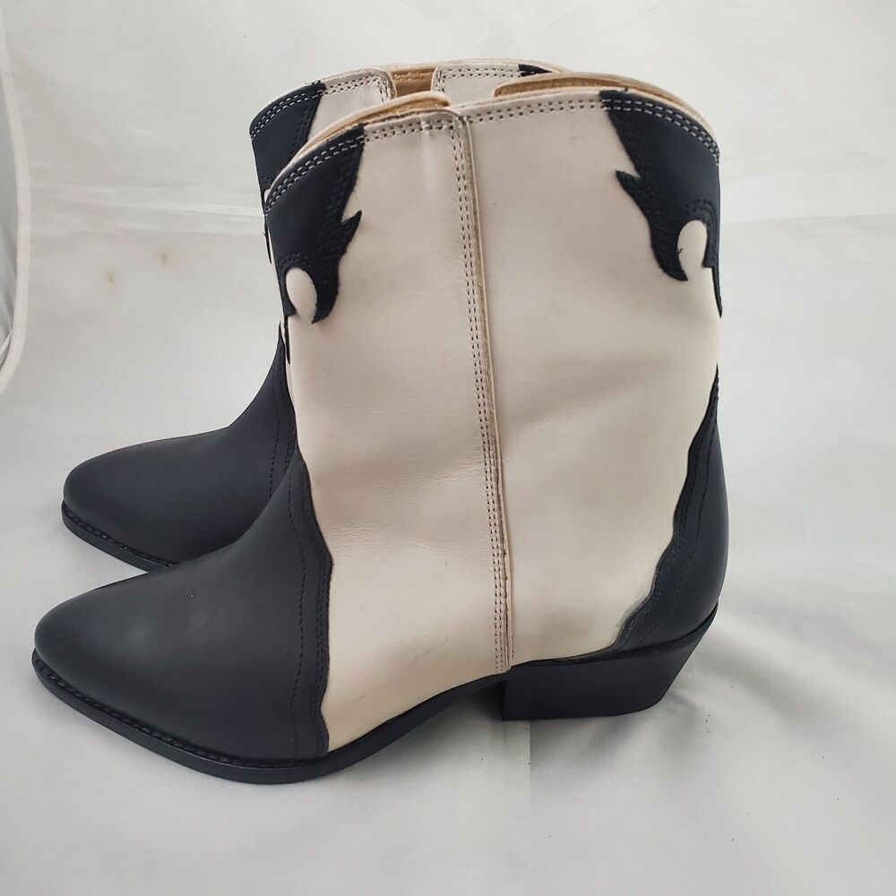 Free People New Frontier Western Boot 6 White Black Rodeo Cowgirl Country Ranch - Picture 5 of 12